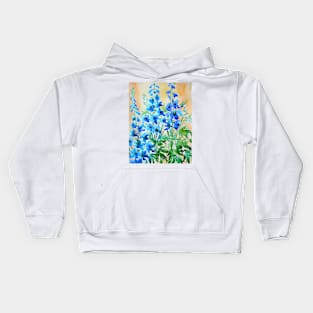 Delphinium Flowers Watercolor Painting Kids Hoodie